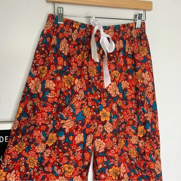 MSM Colorful Floral Boho Wide Leg Pants Elastic Waist Drawstring Size Small - Picture 3 of 11